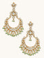22K Gold-Plated Elegant Kundan Studded & Beaded Floral Chandbali Earrings