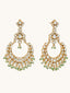 22K Gold-Plated Elegant Kundan Studded & Beaded Floral Chandbali Earrings