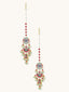 22K Gold-Plated Kundan Studded & Pearl Beaded Crescent Shaped Kanauti Earrings
