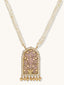 22K Gold-Plated Pearl Beaded Strings Floral Motifs Enamel Pendant Necklace Set