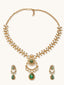 22K Gold-Plated Kundan Studded Faux Jasper Stone Necklace Set