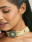 Pearl Beaded Jade Stone Choker Necklace