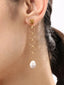 Golden Chain Pearl Drop Earrings