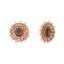 22K Gold Plated Faux Smoky Quartz & White Crystal Studded Contemporary Floral Shaped Studs