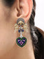 Oxidized Gold & Silver Plated Contemporary Hand Painted Peacock Motif Earrings