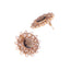 22K Gold Plated Faux Smoky Quartz & White Crystal Studded Contemporary Floral Shaped Studs