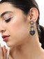 Oxidized Gold & Silver Plated Contemporary Hand Painted Peacock Motif Earrings