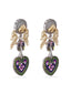 Oxidized Gold & Silver Plated Contemporary Hand Painted Peacock Motif Earrings