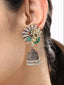 Oxidised Silver Peacock Design Jhumka Earrings