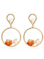 Gold-Plated Circular Ring Faux Stone & Pearl Studded Dangler Earrings