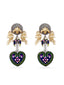 Oxidized Gold & Silver Plated Contemporary Hand Painted Peacock Motif Earrings