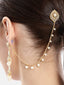Fern Motif Pearl Drape Drop Earchain