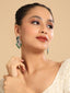 Rhodium Plated Royale Green Earrings