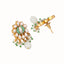 22K Gold Plated Semi Precious Green Stone Studded Pearl Drop Stud Earrings