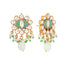 22K Gold Plated Semi Precious Green Stone Studded Pearl Drop Stud Earrings