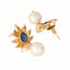 22K Gold Plated Pearl & Crystal Studded Contemporary Floral Stud Earrings