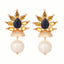 22K Gold Plated Pearl & Crystal Studded Contemporary Floral Stud Earrings