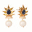 22K Gold Plated Pearl & Crystal Studded Contemporary Floral Stud Earrings