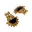 22K Gold Plated Dark Crystal Studded Contemporary Floral Shaped Stud Earrings
