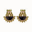 22K Gold Plated Dark Crystal Studded Contemporary Floral Shaped Stud Earrings