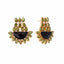 22K Gold Plated Dark Crystal Studded Contemporary Floral Shaped Stud Earrings