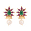 22K Gold-Plated Pearl Drop Floral Shaped Stud Earrings
