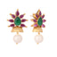 22K Gold-Plated Pearl Drop Floral Shaped Stud Earrings