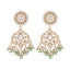 22K Gold Plated Traditional Kundan Studded Contemporary Dangler Earrings with Pearl and Green Bead Accents