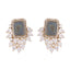 22K Gold Plated Labradorite Stone Contemporary Stud Earrings