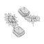 Rhodium-Plated Rhinestone Studded Floral Minimal Cotemporary Studs