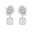 Rhodium-Plated Rhinestone Studded Floral Minimal Cotemporary Studs