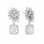 Rhodium-Plated Rhinestone Studded Floral Minimal Cotemporary Studs