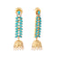 22K Gold Plated Pearl & Turquoise Stone Studded Contemporary Shaped Jhumkas