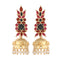 22K Gold-Plated Enamel & Beaded Dome Shaped Jhumka Earrings