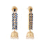 22K Gold-Plated Blue Onyx & Pearl Studded Dome Shaped Jhumkas