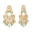 22K Gold-Plated Kundan & Pearl Studded Crescent Shaped Green Beads Chandbalis