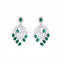 Rhodium Plated Royale Green Earrings