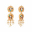 22K Gold Plated Navratan Kundan Studded Traditional Petal Motif Drop Dangler Earrings