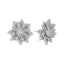 Rhodium-Plated Rhinestone Studded Floral Shaped Statement Studs