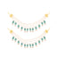 22K Gold Plated Triple Pearl Chain Aqua Chalcedony Stones Layered Ear Chain