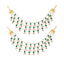 22K Gold Plated Emerald Pearls Triple Strand Ear Chain