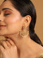 22K Gold Plated Kundan Chandbali Pearl Elegance Earrings