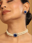 Blue Emerald Elegance Pearl Choker