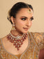 22K Gold Plated Red Mirage Bridal Necklace Set