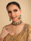 22K Gold Plated Royal Envy Green Kundan Necklace Set