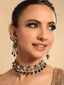 22K Gold Plated Royal Envy Green Kundan Necklace Set