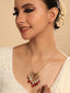 22K Gold Plated Arc Kundan Ruby Drops Necklace