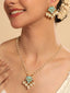 22K Gold Plated Lotus Glow Turquoise Stone Necklace Set