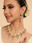 22K Gold Plated Pearl Empress Flora Pink Stone Drops Necklace Set