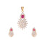 American Diamond Ruby Roseatte Pendant Set